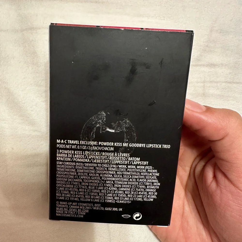 MAC brand new Travel exclusive powder kiss me, goodbye lipstick trio